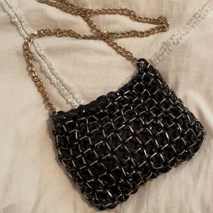 FREE PEOPLE little black and gold purse